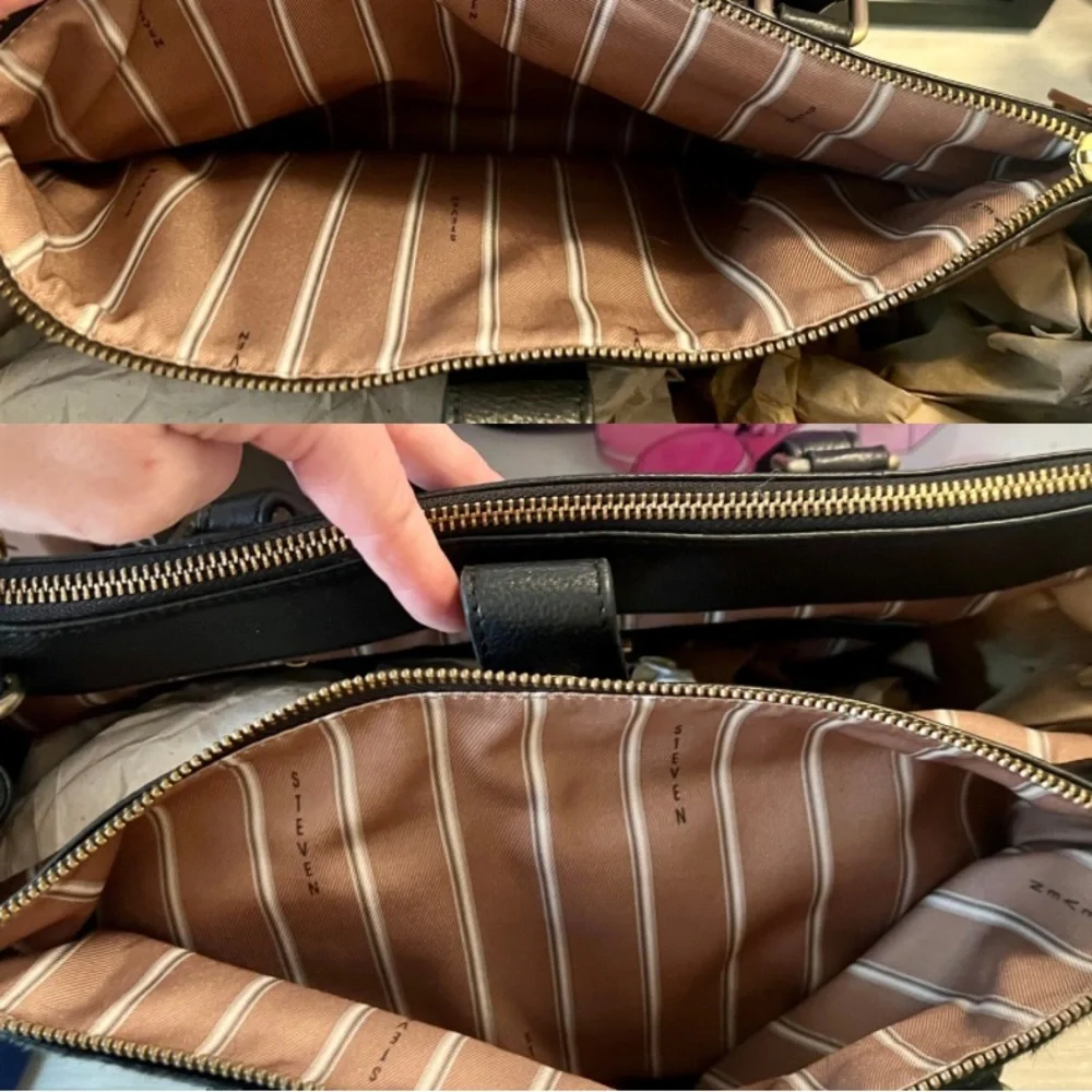 STEVEN by Steve Madden Haircalf & Leather Studded Satchel Crossbody Rare - Picture 6 of 7